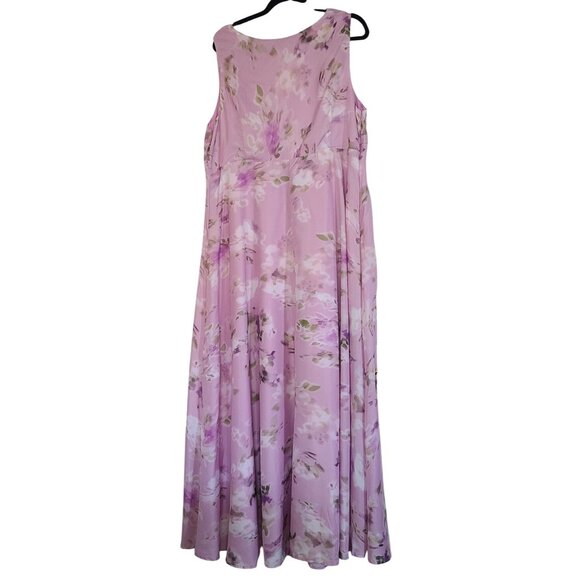 Sleeveless Maxi Dress Floral Print Lavender V-Neckline Empire Waist Size 2XL - Picture 2 of 14
